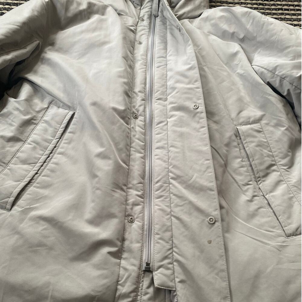 Muji Mens Light Gray Down Hooded Zip Coat Xs View 5